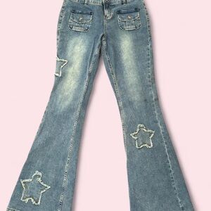 Hot Topic Light Blue Star Appliqué Flare Jeans